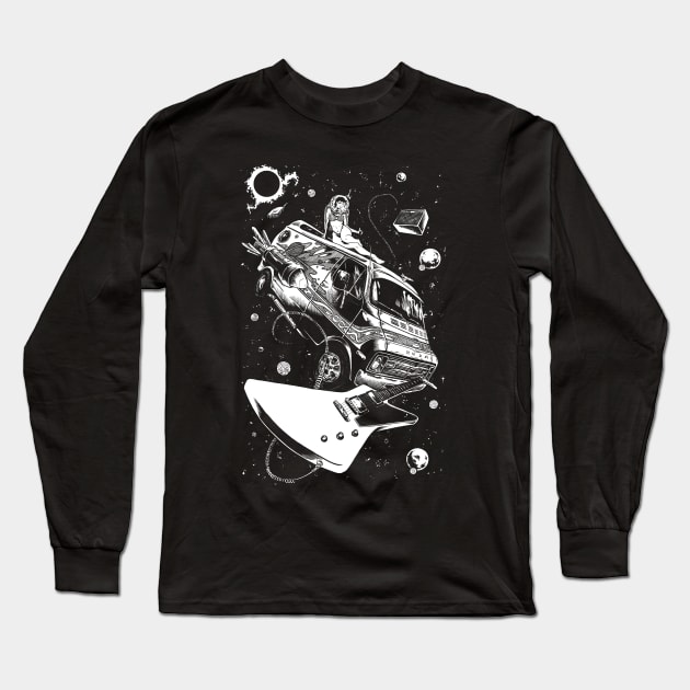 Planet Caravan van 70s metal amp amplifier stack tube guitar heavy stoner rock Long Sleeve T-Shirt by JonathanGrimmArt